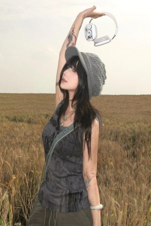 Women's American Retro Printed Punk Camisole T-Shirt - Slim Fit Sleeveless Summer Street Style Top