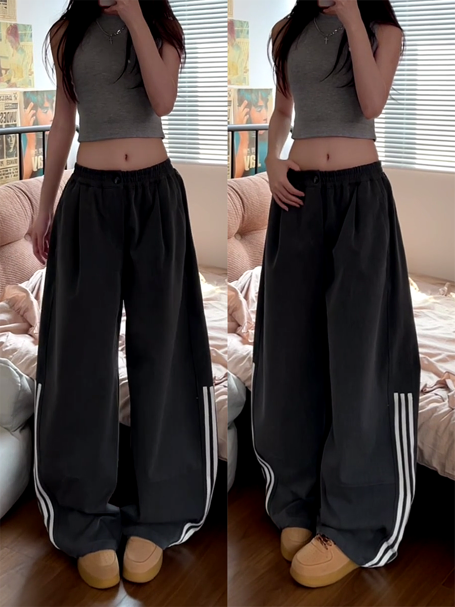Women's American Retro Striped Three-Stripe Casual Pants, Loose Fit Wide-Leg Jazz Dance Trousers, 2025 Street Style Women's American Retro Striped Three-Stripe Casual Pants, Loose Fit Wide-Leg Jazz Dance Trousers, 2025 Street Style