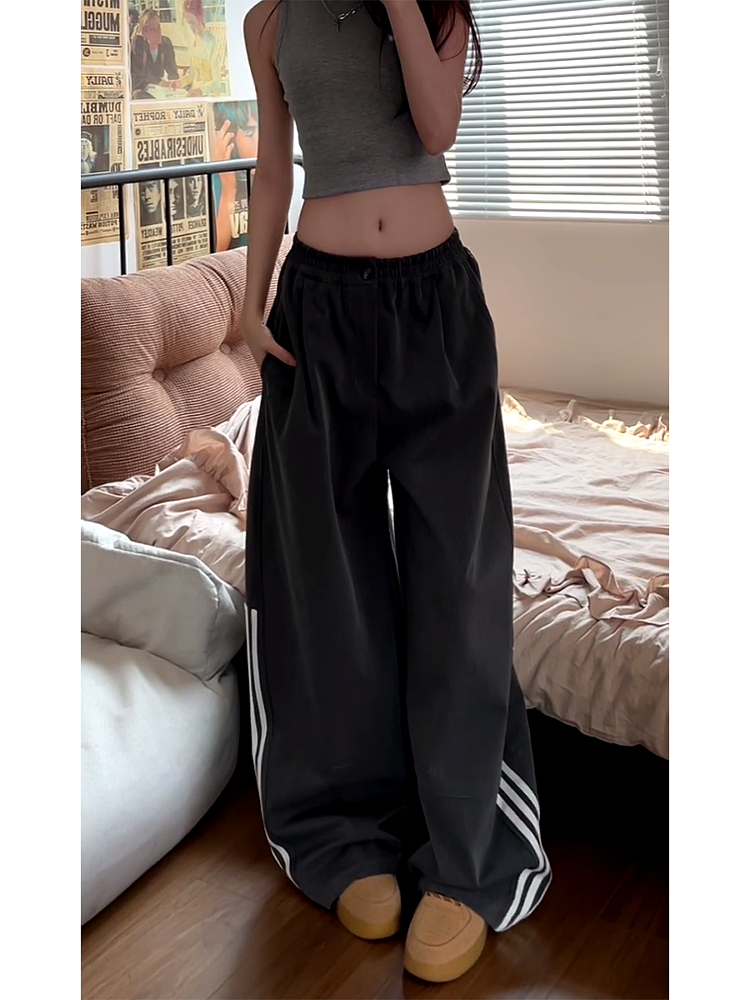 Women's American Retro Striped Three-Stripe Casual Pants, Loose Fit Wide-Leg Jazz Dance Trousers, 2025 Street Style Women's American Retro Striped Three-Stripe Casual Pants, Loose Fit Wide-Leg Jazz Dance Trousers, 2025 Street Style