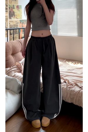 Women's American Retro Striped Three-Stripe Casual Pants, Loose Fit Wide-Leg Jazz Dance Trousers, 2025 Street Style