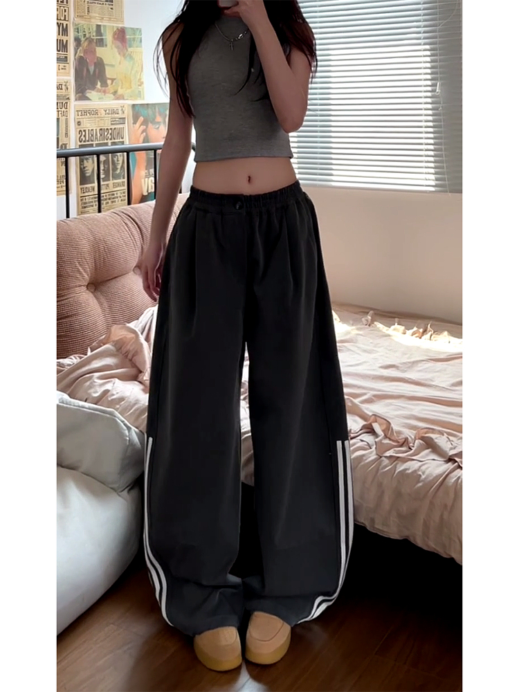 Women's American Retro Striped Three-Stripe Casual Pants, Loose Fit Wide-Leg Jazz Dance Trousers, 2025 Street Style Women's American Retro Striped Three-Stripe Casual Pants, Loose Fit Wide-Leg Jazz Dance Trousers, 2025 Street Style