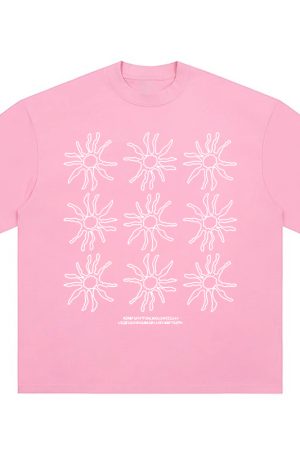 Women's American Style Heavy T-Shirt - Summer Sunflower Print, Versatile Black Short Sleeve Loose Casual Top