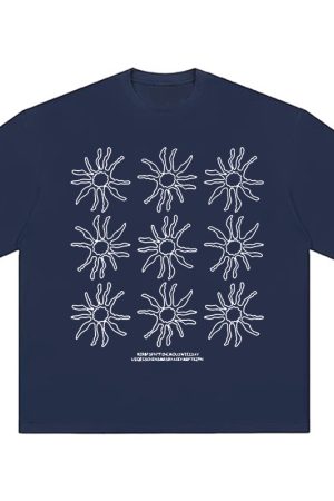 Women's American Style Heavy T-Shirt - Summer Sunflower Print, Versatile Black Short Sleeve Loose Casual Top