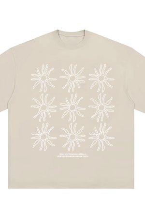 Women's American Style Heavy T-Shirt - Summer Sunflower Print, Versatile Black Short Sleeve Loose Casual Top