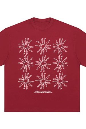 Women's American Style Heavy T-Shirt - Summer Sunflower Print, Versatile Black Short Sleeve Loose Casual Top