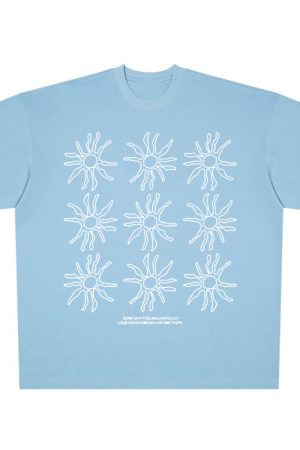 Women's American Style Heavy T-Shirt - Summer Sunflower Print, Versatile Black Short Sleeve Loose Casual Top