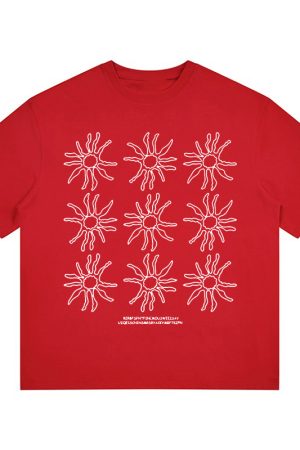 Women's American Style Heavy T-Shirt - Summer Sunflower Print, Versatile Black Short Sleeve Loose Casual Top