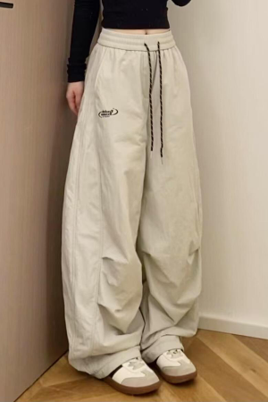 Women's American-Style Pleated Cargo Pants, Slimming Straight-Leg, Wide-Leg Loose-Fitting for Jazz Dance and Casual Wear