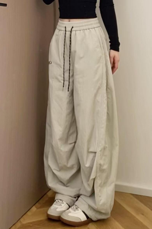 Women's American-Style Pleated Cargo Pants, Slimming Straight-Leg, Wide-Leg Loose-Fitting for Jazz Dance and Casual Wear