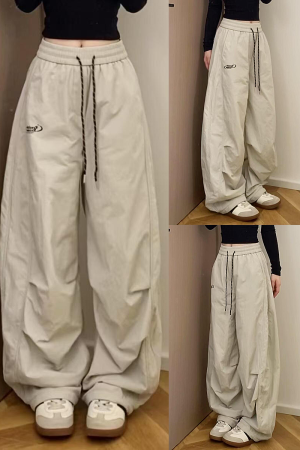 Women's American-Style Pleated Cargo Pants, Slimming Straight-Leg, Wide-Leg Loose-Fitting for Jazz Dance and Casual Wear