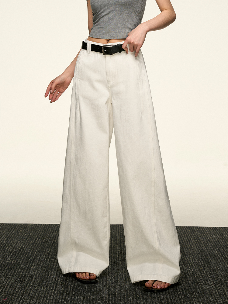 Women's American-Style Super White Wide-Leg Jeans - 2025 Summer Loose Curved Straight Pants for Versatile Y2K Fashion Women's American-Style Super White Wide-Leg Jeans - 2025 Summer Loose Curved Straight Pants for Versatile Y2K Fashion