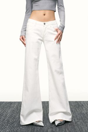 Women's American-Style White Flared Jeans - Loose Slimming Wide-Leg Bell-Bottoms for Spring & Autumn Fashion