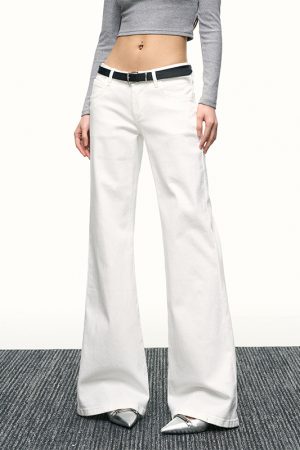Women's American-Style White Flared Jeans - Loose Slimming Wide-Leg Bell-Bottoms for Spring & Autumn Fashion
