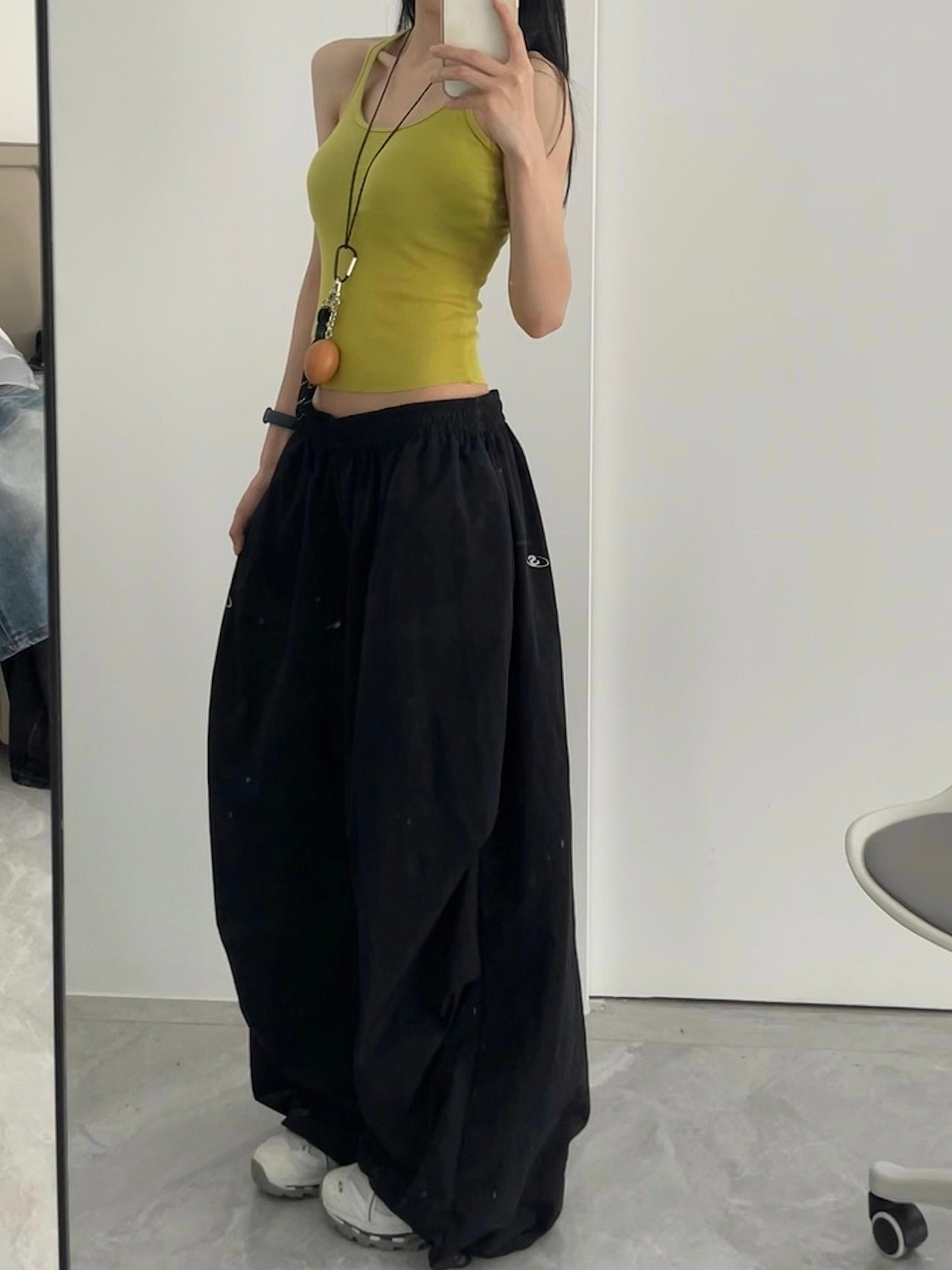 Women's American Vintage Cargo Pants - Summer Loose Casual Wide-Leg Parachute Pants with Drawstring, Hip-Hop Style Women's American Vintage Cargo Pants - Summer Loose Casual Wide-Leg Parachute Pants with Drawstring, Hip-Hop Style