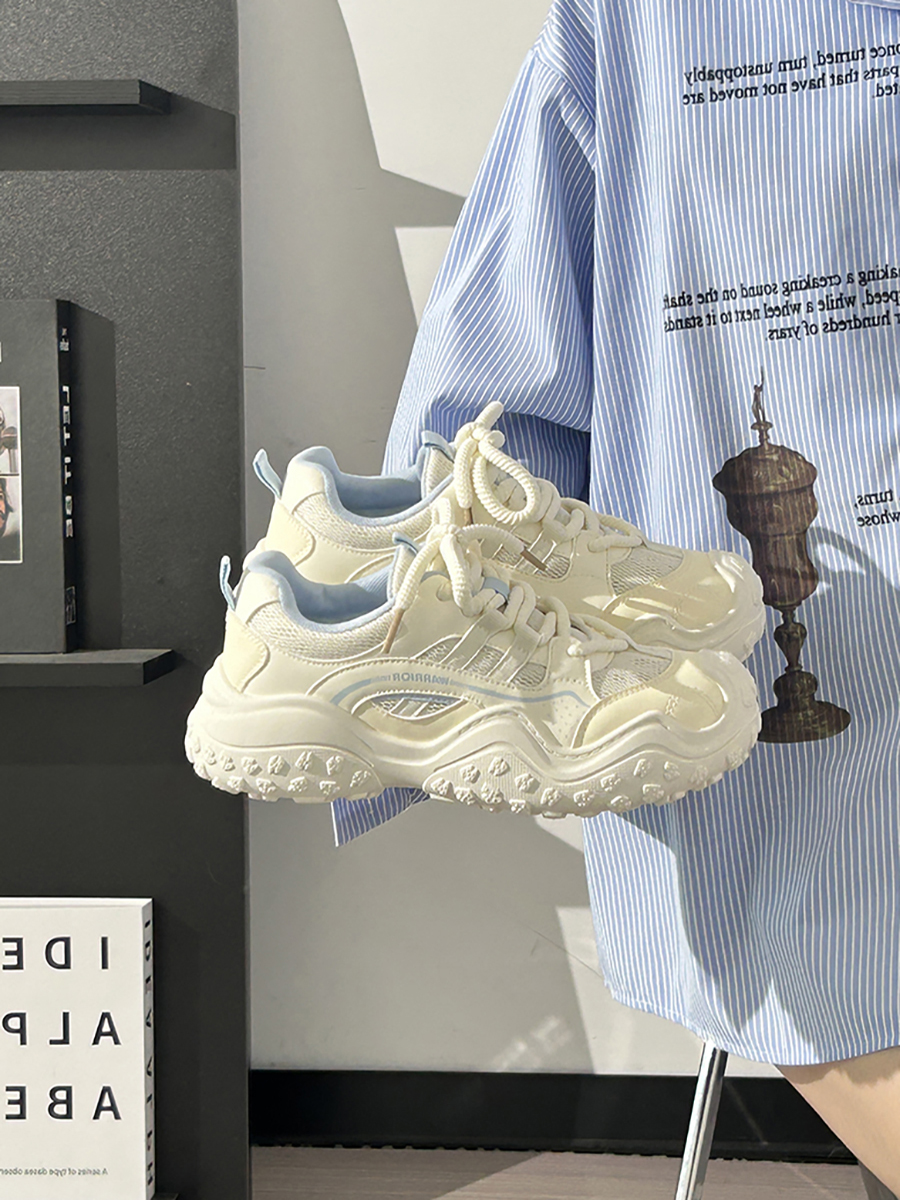 Women's Black and White Breathable Mesh Dad Sneakers - Lightweight Casual Sports Shoes for Everyday Comfort Women's Black and White Breathable Mesh Dad Sneakers - Lightweight Casual Sports Shoes for Everyday Comfort