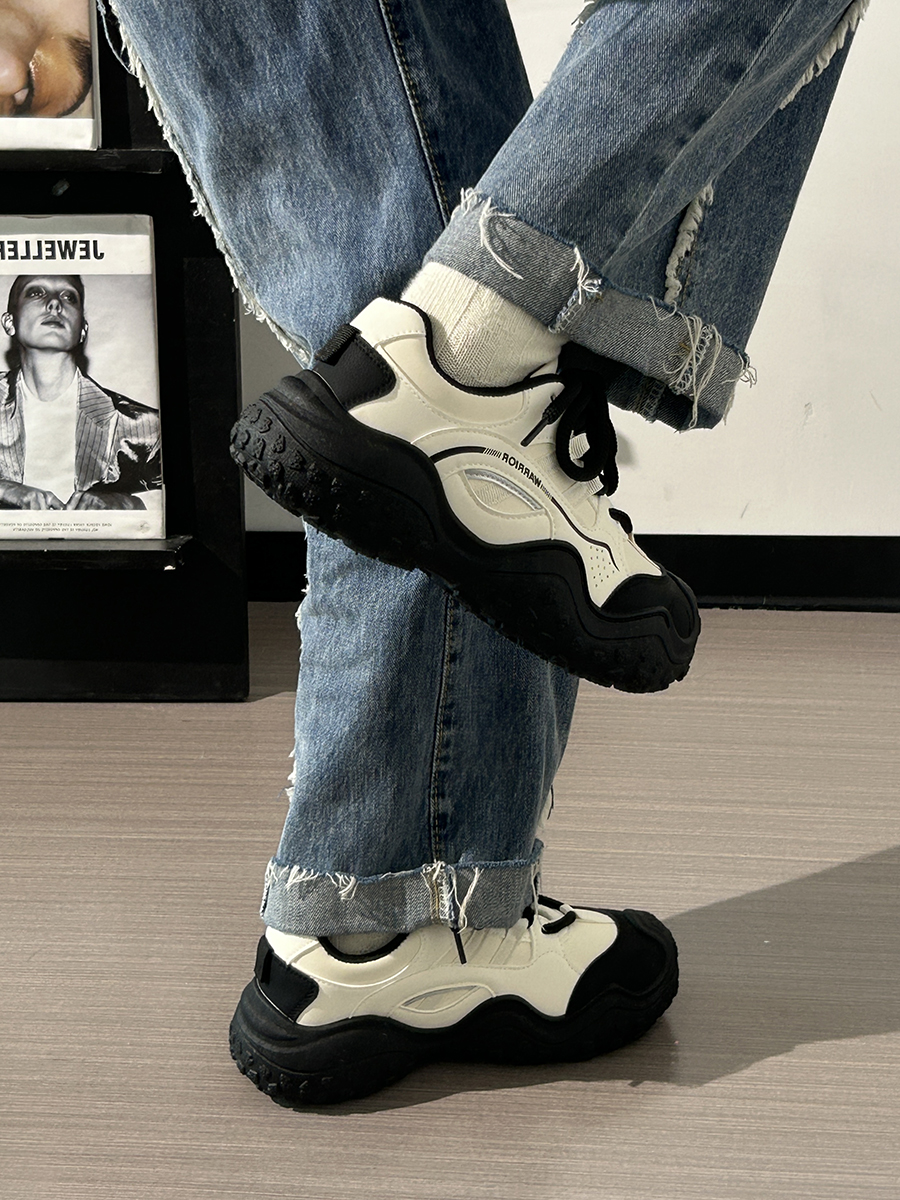 Women's Black and White Breathable Mesh Dad Sneakers - Lightweight Casual Sports Shoes for Everyday Comfort Women's Black and White Breathable Mesh Dad Sneakers - Lightweight Casual Sports Shoes for Everyday Comfort