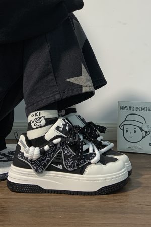 Women's Black and White Panda Sneakers - Breathable Thick-Soled Footwear for 2025, Versatile Design, Trendy Y2K Style