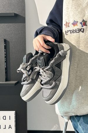 Women's Black and White Panda Sneakers - Breathable Thick-Soled Footwear for 2025, Versatile Design, Trendy Y2K Style