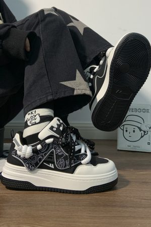 Women's Black and White Panda Sneakers - Breathable Thick-Soled Footwear for 2025, Versatile Design, Trendy Y2K Style