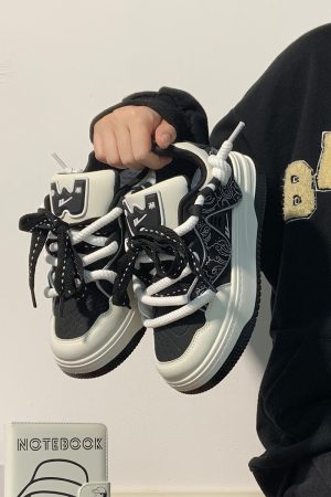 Women's Black and White Panda Sneakers - Breathable Thick-Soled Footwear for 2025, Versatile Design, Trendy Y2K Style