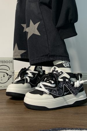 Women's Black and White Panda Sneakers - Breathable Thick-Soled Footwear for 2025, Versatile Design, Trendy Y2K Style