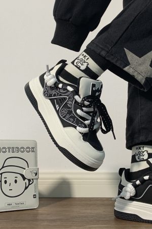 Women's Black and White Panda Sneakers - Breathable Thick-Soled Footwear for 2025, Versatile Design, Trendy Y2K Style