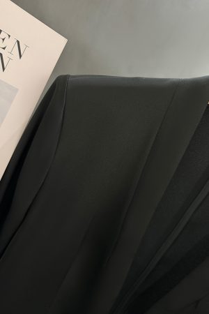 Women's Black Chinese-Style Suit Jacket, Summer Slim-Fit Blazer with Button Closure, Casual High-End Design, 2025 Fashion