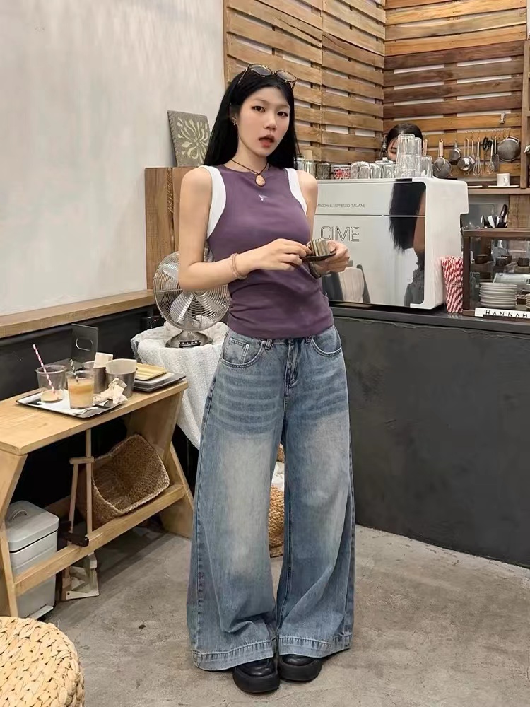 Women's Black Slim Fit Fake Two-Piece Tank Top - American Style 2025 Summer Sports Camisole Women's Black Slim Fit Fake Two-Piece Tank Top - American Style 2025 Summer Sports Camisole