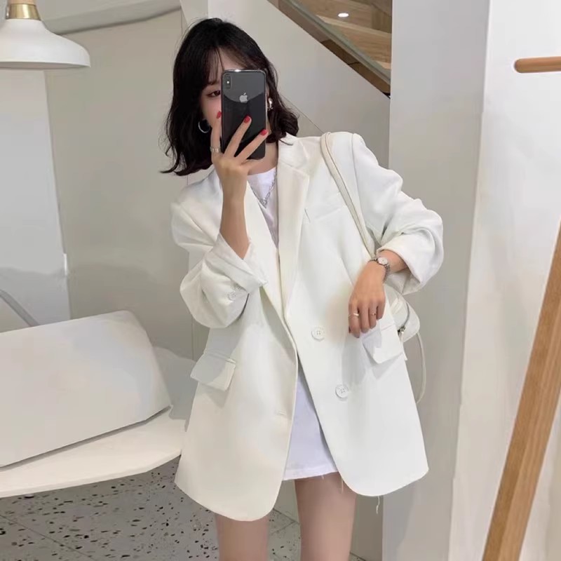 Women's Black Suit Jacket - Elegant High-End Loose Blazer for Spring & Autumn, Casual Fashion Essential Women's Black Suit Jacket - Elegant High-End Loose Blazer for Spring & Autumn, Casual Fashion Essential