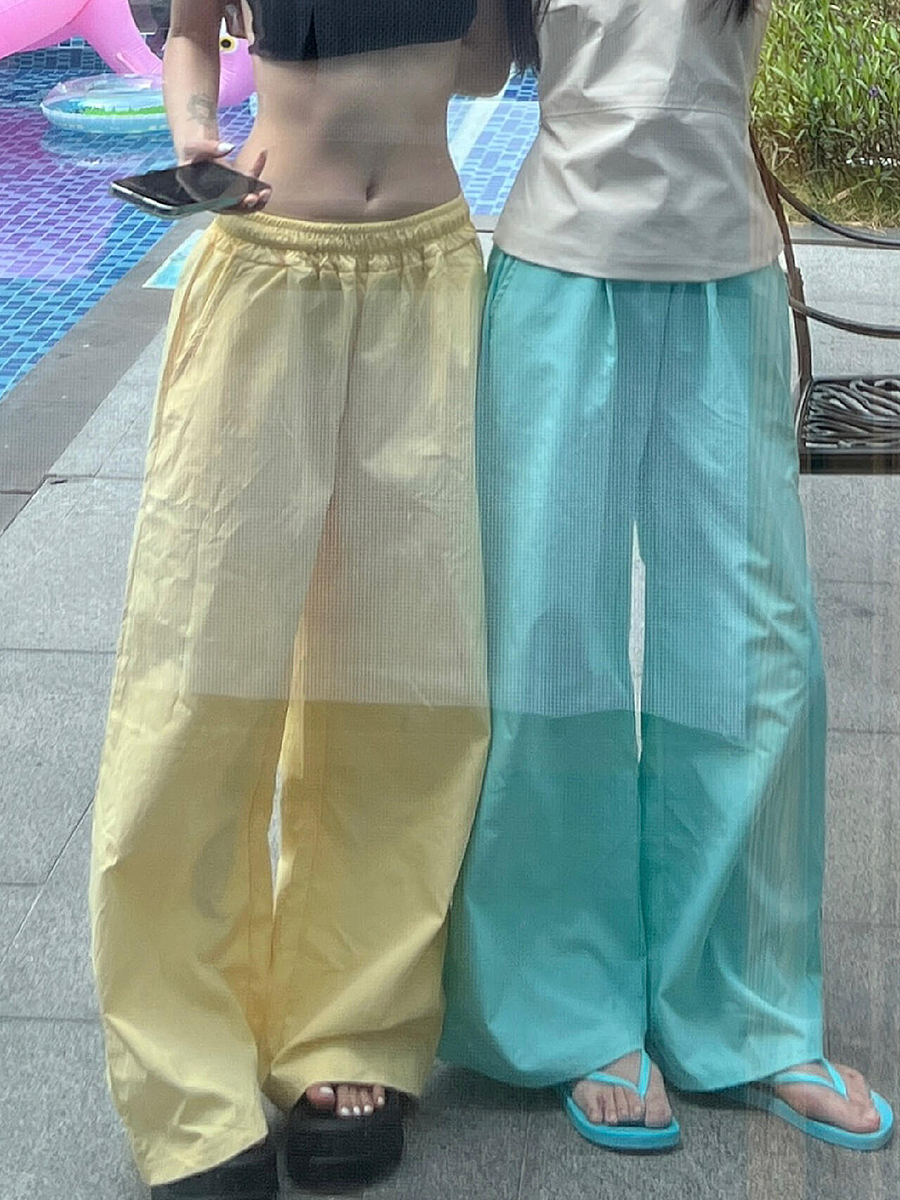 Women's Blue Cargo Pants - 2025 Summer Loose Slimming Quick-Dry Sports Casual Floor-Length Trousers, Y2K Style, Trendy Outfit Women's Blue Cargo Pants - 2025 Summer Loose Slimming Quick-Dry Sports Casual Floor-Length Trousers, Y2K Style, Trendy Outfit