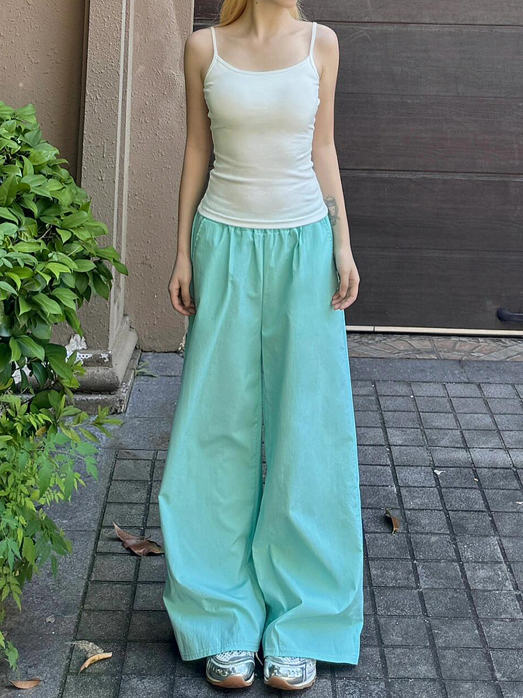 Women's Blue Cargo Pants - 2025 Summer Loose Slimming Quick-Dry Sports Casual Floor-Length Trousers, Y2K Style, Trendy Outfit Women's Blue Cargo Pants - 2025 Summer Loose Slimming Quick-Dry Sports Casual Floor-Length Trousers, Y2K Style, Trendy Outfit