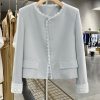 Women's Blue Lace Spliced Short Jacket - Trendy Spring 2025 Fashion for Autumn, Chic Layering Top