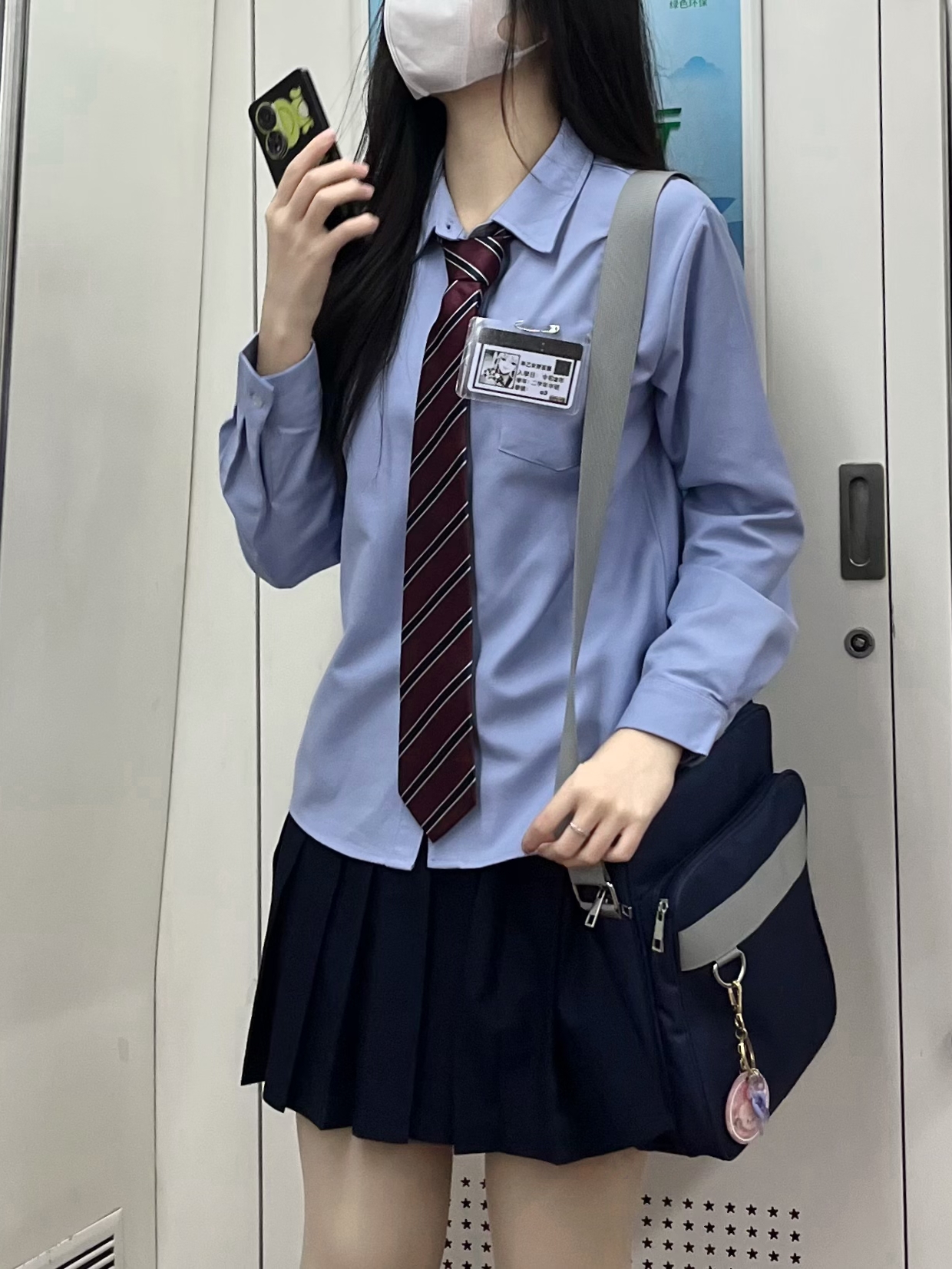 Women's Blue Long Sleeve Shirt - Basic Layered Design for Spring Summer, College Style, Niche Fashion for Students Women's Blue Long Sleeve Shirt - Basic Layered Design for Spring Summer, College Style, Niche Fashion for Students