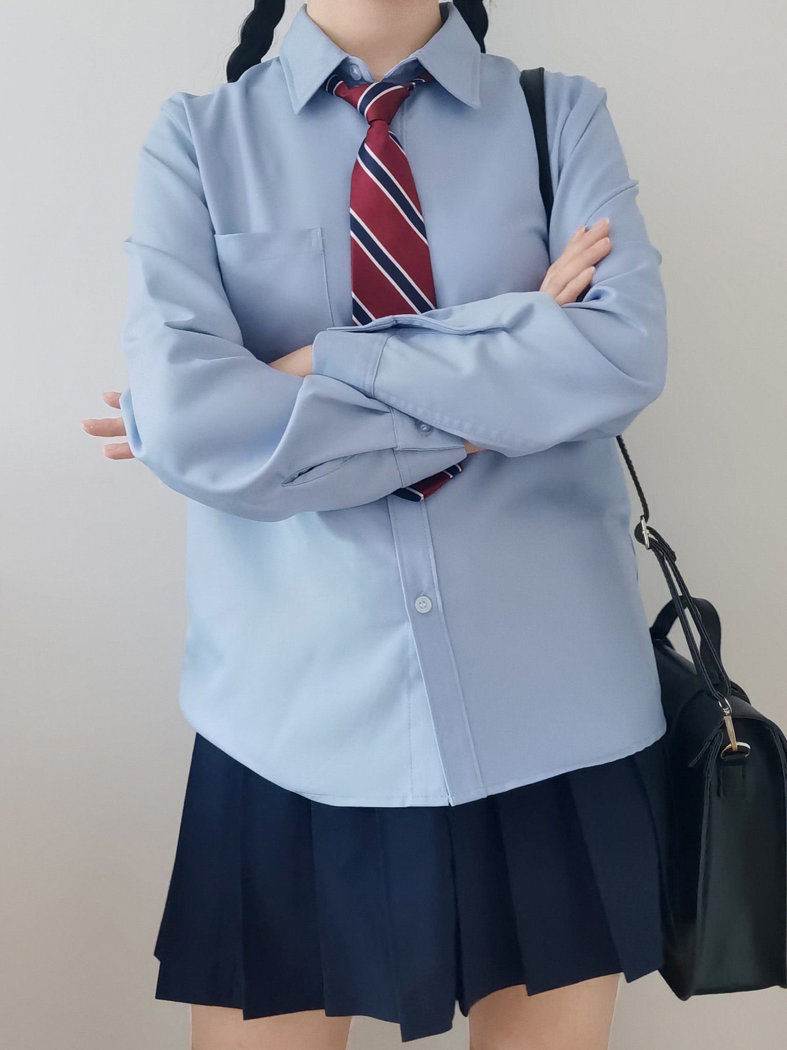 Women's Blue Long Sleeve Shirt - Basic Layered Design for Spring Summer, College Style, Niche Fashion for Students Women's Blue Long Sleeve Shirt - Basic Layered Design for Spring Summer, College Style, Niche Fashion for Students