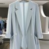 Women's Blue Slim Fit Casual Blazer - Thin Summer Suit for Commuting, Stylish and High-End 2025 Fashion