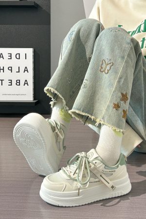 Women's Breathable Mesh Board Shoes - Shallow Spring Series, Height-Increasing Thick Sole, Perfect for Skirts, White Summer Footwear