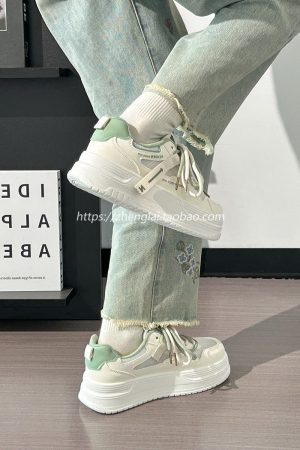 Women's Breathable Mesh Board Shoes - Shallow Spring Series, Height-Increasing Thick Sole, Perfect for Skirts, White Summer Footwear