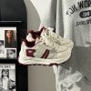 Women's Breathable Mesh Lightweight Soft-Soled Dad Shoes in Wine Red - Versatile Y2K White Sneakers for Everyday Style