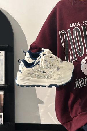 Women's Breathable Mesh Lightweight Soft-Soled Dad Shoes in Wine Red - Versatile Y2K White Sneakers for Everyday Style