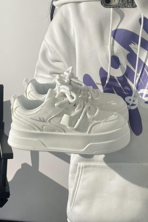 Women's Breathable Platform Sneakers - Summer 2025 Thick-Soled Sweet Style Shoes for Women - Versatile White Sneakers