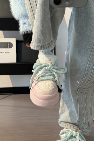 Women's Breathable Platform Sneakers - Summer 2025 Thick-Soled Sweet Style Shoes for Women - Versatile White Sneakers