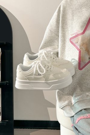 Women's Breathable Platform Sneakers - Summer 2025 Thick-Soled Sweet Style Shoes for Women - Versatile White Sneakers