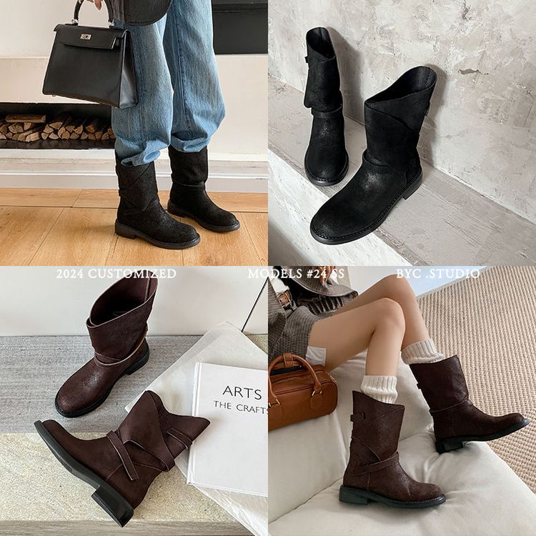 Women's British Style Milad Knight Short Boots - Fashionable Tall Tube Motorcycle Boots for Trendy Looks Women's British Style Milad Knight Short Boots - Fashionable Tall Tube Motorcycle Boots for Trendy Looks