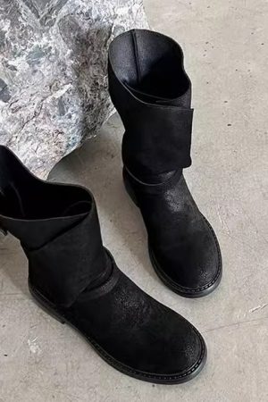 Women's British Style Milad Knight Short Boots - Fashionable Tall Tube Motorcycle Boots for Trendy Looks