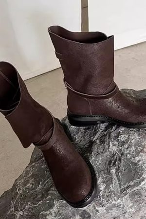 Women's British Style Milad Knight Short Boots - Fashionable Tall Tube Motorcycle Boots for Trendy Looks