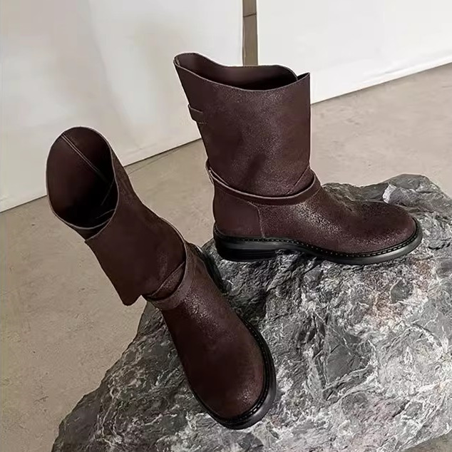 Women's British Style Milad Knight Short Boots - Fashionable Tall Tube Motorcycle Boots for Trendy Looks Women's British Style Milad Knight Short Boots - Fashionable Tall Tube Motorcycle Boots for Trendy Looks