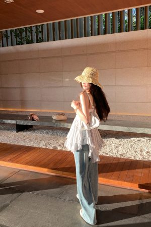 Women's Bubble Summer Patchwork Strapless Top - Stylish Summer Outerwear, High-End Blouse, Trendy 90s Inspired Fashion