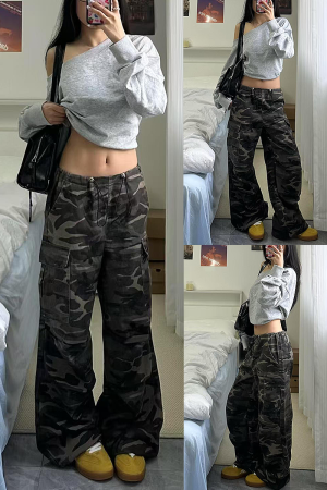 Womenâ€™s Camouflage Cargo Pants - 2025 American Street Style Loose Wide-Leg Hip-Hop Casual Sports Trousers