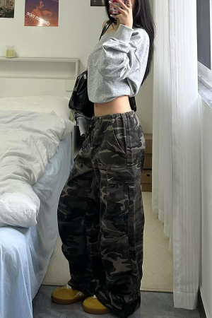Womenâ€™s Camouflage Cargo Pants - 2025 American Street Style Loose Wide-Leg Hip-Hop Casual Sports Trousers