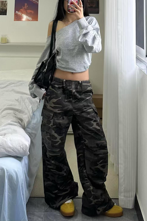 Womenâ€™s Camouflage Cargo Pants - 2025 American Street Style Loose Wide-Leg Hip-Hop Casual Sports Trousers